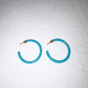 Elegant Aqua Blue Hoop Earrings